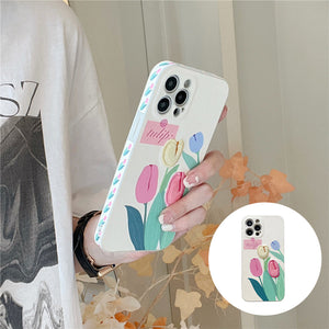 Niedliche Blumen-iPhone-Hülle mit Telefon-Lanyard