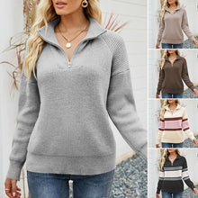 Laden Sie das Bild in den Galerie-Viewer, Gestrickter Langärmliger Pullover mit Reißverschluss