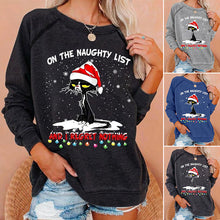 Laden Sie das Bild in den Galerie-Viewer, Langärmliges T-Shirt mit Weihnachtskatzenmuster