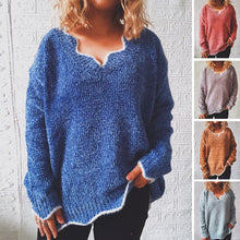 Laden Sie das Bild in den Galerie-Viewer, Langärmeliger Lässiger Pullover mit V-Ausschnitt