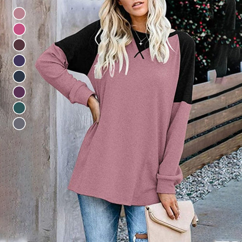 Langarm-T-Shirt mit Rundhalsausschnitt und Farbblock