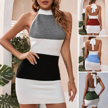 Laden Sie das Bild in den Galerie-Viewer, Ärmelloses Strickpulloverkleid mit Neckholder für Damen