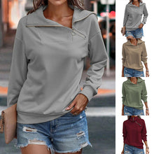 Laden Sie das Bild in den Galerie-Viewer, Lässiges Langarm-Sweatshirt mit 1/4-Reißverschluss für Damen