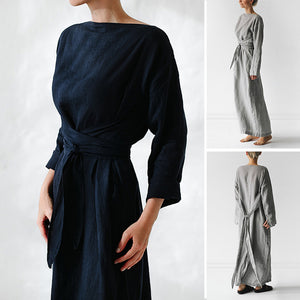 Lockeres Schnürkleid aus Baumwolle und Leinen