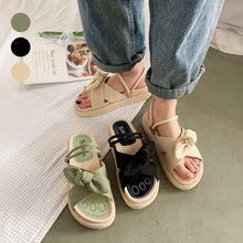 Laden Sie das Bild in den Galerie-Viewer, Elegante Schleifensandalen mit Plateausohle für Damen