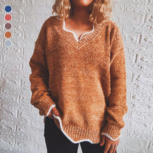 Laden Sie das Bild in den Galerie-Viewer, Langärmeliger Lässiger Pullover mit V-Ausschnitt