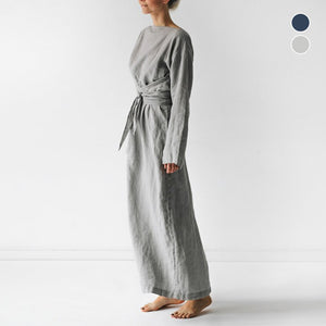 Lockeres Schnürkleid aus Baumwolle und Leinen
