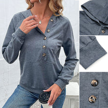 Laden Sie das Bild in den Galerie-Viewer, Kapuzen-Sweatshirt mit Knöpfen