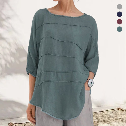 Gestreiftes lässiges T-Shirt mit Dolmanärmeln
