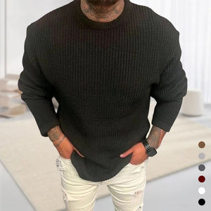 Einfarbiger Pullover mit Rundhalsausschnitt