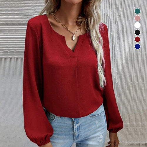 Einfarbiges Langärmliges Chiffonhemd