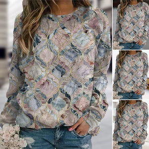 Langärmliges T-Shirt mit geometrischem Aufdruck