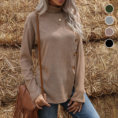 Strickpullover mit Knopfschlitz