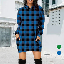 Laden Sie das Bild in den Galerie-Viewer, Mittellanges Kariertes Kapuzen-Sweatshirt