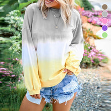 Laden Sie das Bild in den Galerie-Viewer, Langarm-Sweatshirt mit Regenbogen-Farbverlauf