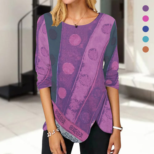 Langarm-T-Shirt mit ethnischem Aufdruck