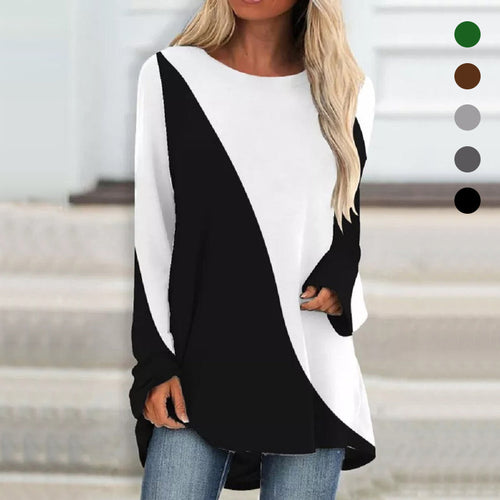 Langärmeliges Buntes T-Shirt mit Rundhalsausschnitt