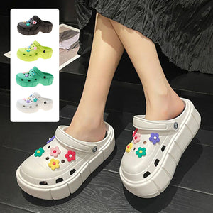 Atmungsaktive Plateausandalen mit Blumenmuster für Damen