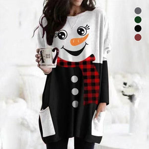 Weihnachten Langärmliges Kleid mit Schneemann