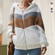 Laden Sie das Bild in den Galerie-Viewer, Plüsch-Sweatshirt in Kontrastfarbe mit Reißverschluss