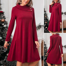 Laden Sie das Bild in den Galerie-Viewer, Elegantes Einfarbiges Kleid mit Knöpfen