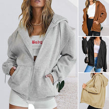 Laden Sie das Bild in den Galerie-Viewer, Strickjacke mit Kapuze und Reißverschluss