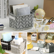Laden Sie das Bild in den Galerie-Viewer, Faltbarer Aufbewahrungskorb aus Baumwolle und Leinen