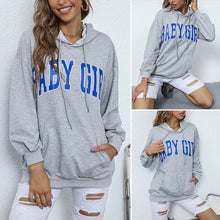 Laden Sie das Bild in den Galerie-Viewer, Lässiger Buchstabe-Pullover für Damen mit Kapuze