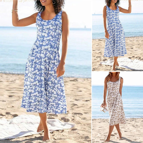 Elegantes Ärmelloses Strandkleid mit Rundhalsausschnitt