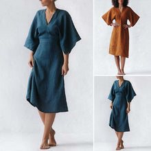 Laden Sie das Bild in den Galerie-Viewer, Elegantes Schmales Leinenkleid
