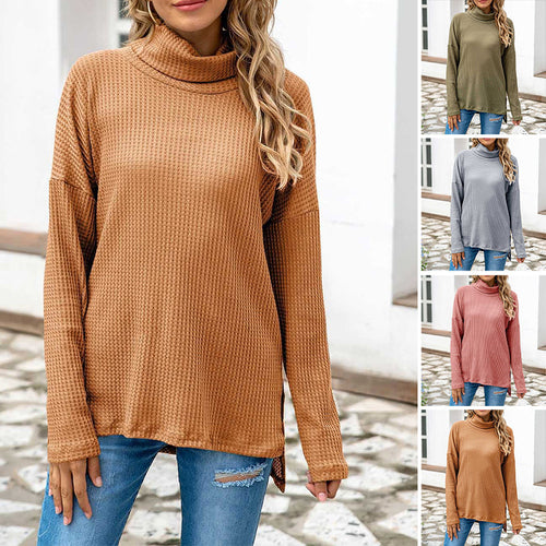 Lockerer Unregelmäßiger Strickpullover mit Rollkragen