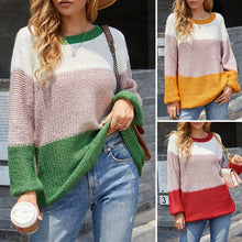 Laden Sie das Bild in den Galerie-Viewer, Gestreifter Panel-Kontrast-Strickpullover