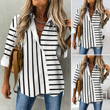 Laden Sie das Bild in den Galerie-Viewer, Lässige Einfache Gestreifte Bluse