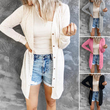 Laden Sie das Bild in den Galerie-Viewer, Einfarbige Strickjacke mit langen Ärmeln