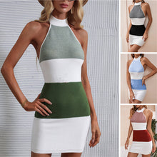 Laden Sie das Bild in den Galerie-Viewer, Ärmelloses Strickpulloverkleid mit Neckholder für Damen