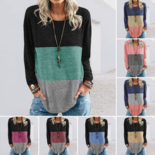 Laden Sie das Bild in den Galerie-Viewer, Kontrastierendes Langärmliges T-Shirt mit Rundhalsausschnitt