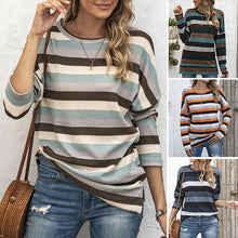 Laden Sie das Bild in den Galerie-Viewer, Gestreiftes Sweatshirt mit Rundhalsausschnitt