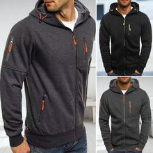 Laden Sie das Bild in den Galerie-Viewer, Kapuzen-Fleece-Sweatshirt mit durchgehendem Reißverschluss für Herren