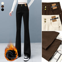 Laden Sie das Bild in den Galerie-Viewer, Dicke Flared-Jeans aus Fleece für Damen