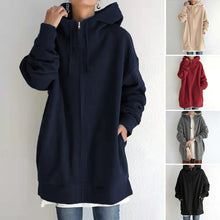 Laden Sie das Bild in den Galerie-Viewer, Langes Fleece-Sweatshirt mit Reißverschluss