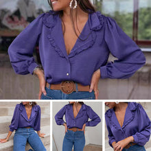 Laden Sie das Bild in den Galerie-Viewer, Gekräuselte Revers-Bluse