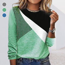 Laden Sie das Bild in den Galerie-Viewer, Lässiges Gestreiftes T-Shirt mit Farbblock für Damen