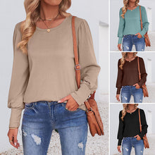 Laden Sie das Bild in den Galerie-Viewer, Lockeres Lässiges T-Shirt mit Puffärmeln und Rundhalsausschnitt