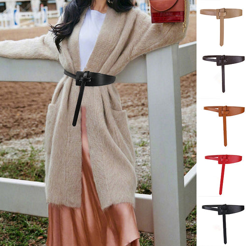 Damen Modischer Breiter Taillengürtel aus Leder