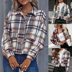 Karierte Jacke mit Revers