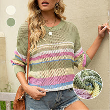 Laden Sie das Bild in den Galerie-Viewer, Gestreifter Farbblock-Strickpullover