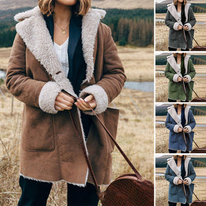 Lange Dicke Reversjacke aus Plüsch