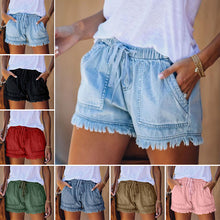 Laden Sie das Bild in den Galerie-Viewer, Damen Sommer Jeansshorts mit hoher Taille