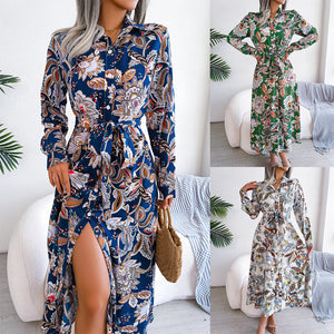 Vintage geblümtes Hemdkleid mit Revers