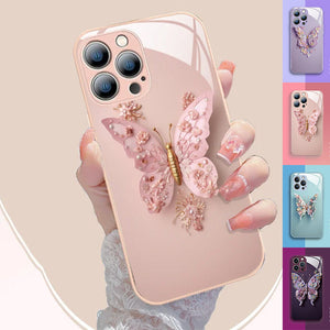 3D-Schmetterlingsmuster Glas Handyhülle für iPhone